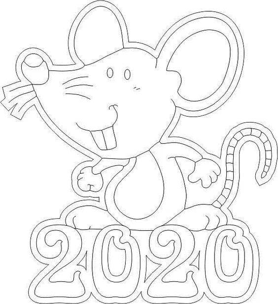 Вытынанки на Новый год 2020 Крыса, шаблоны и трафареты для вырезания из бумаги